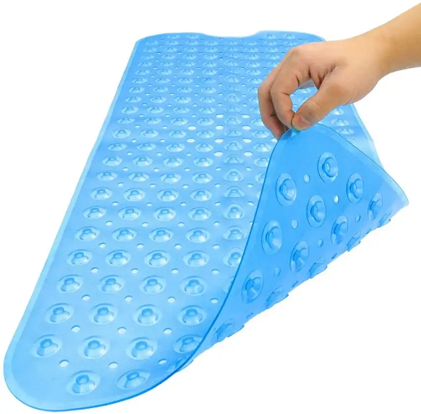 Clear Blue Oval Non Slip Bath Mat Photo 1