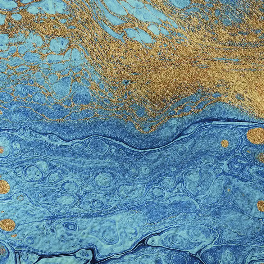 Cobalt And Copper Abstract Washable Indoor Outdoor Area Rug Photo 6