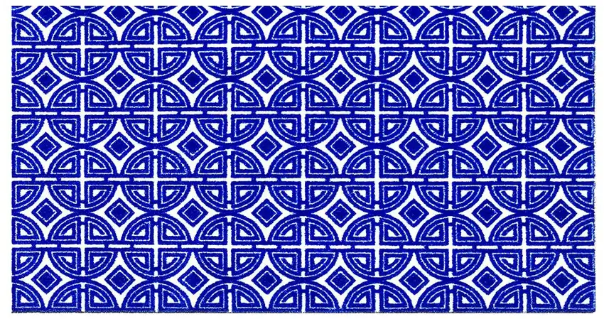 Cobalt Blue And White Geometric Washable Non Skid Area Rug Photo 1