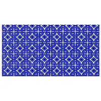 Photo of Cobalt Blue And White Geometric Washable Non Skid Area Rug