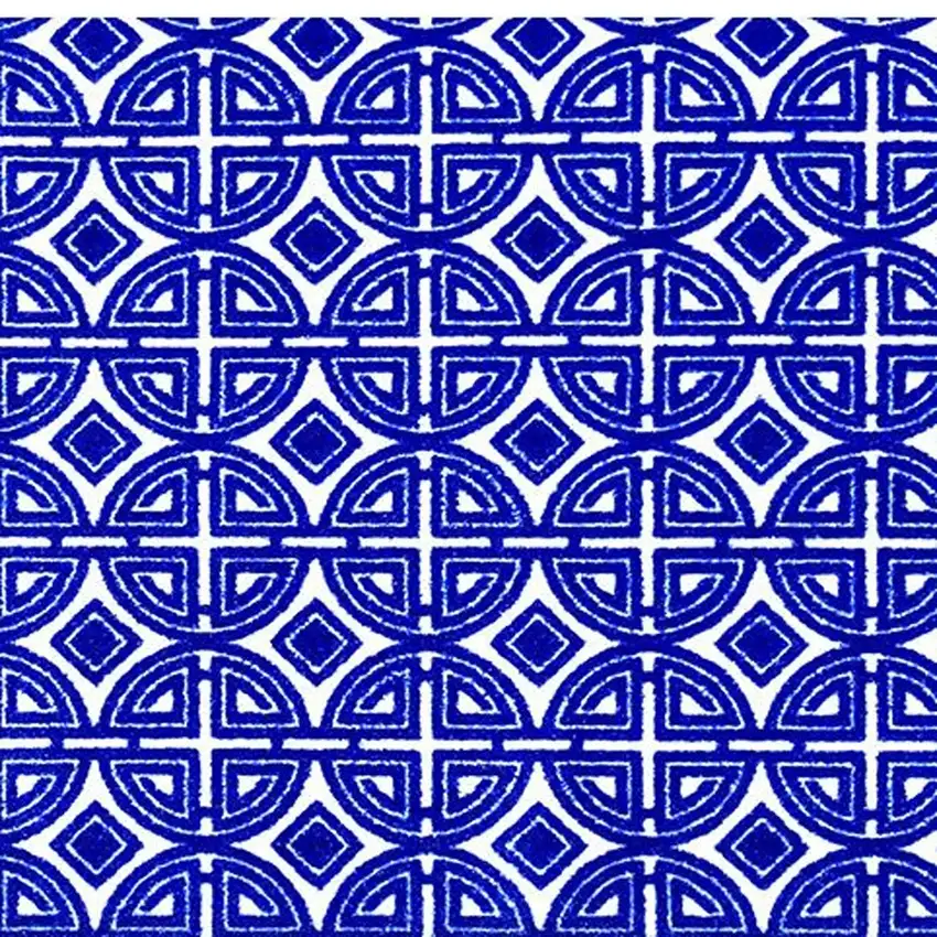 Cobalt Blue And White Geometric Washable Non Skid Area Rug Photo 4