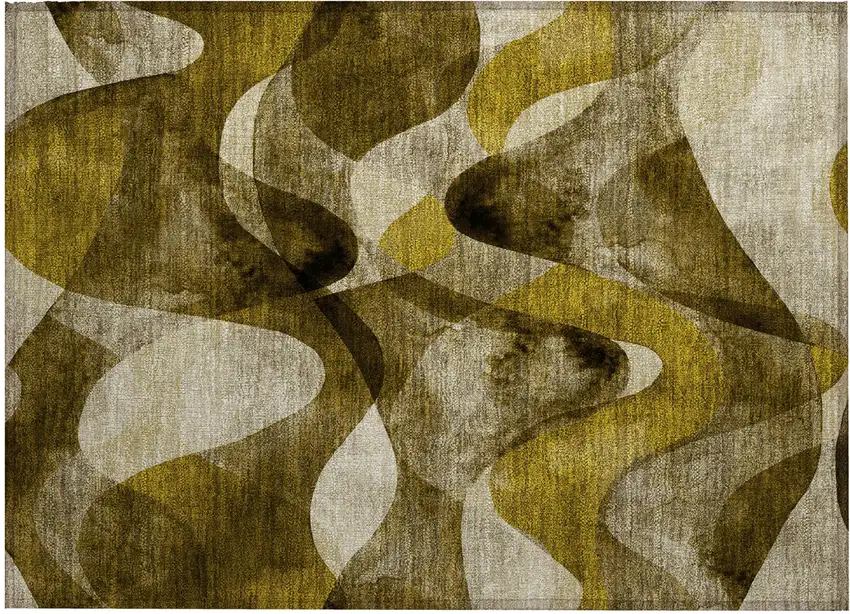 Coffee Abstract Washable Non Skid Indoor Outdoor Area Rug Photo 2