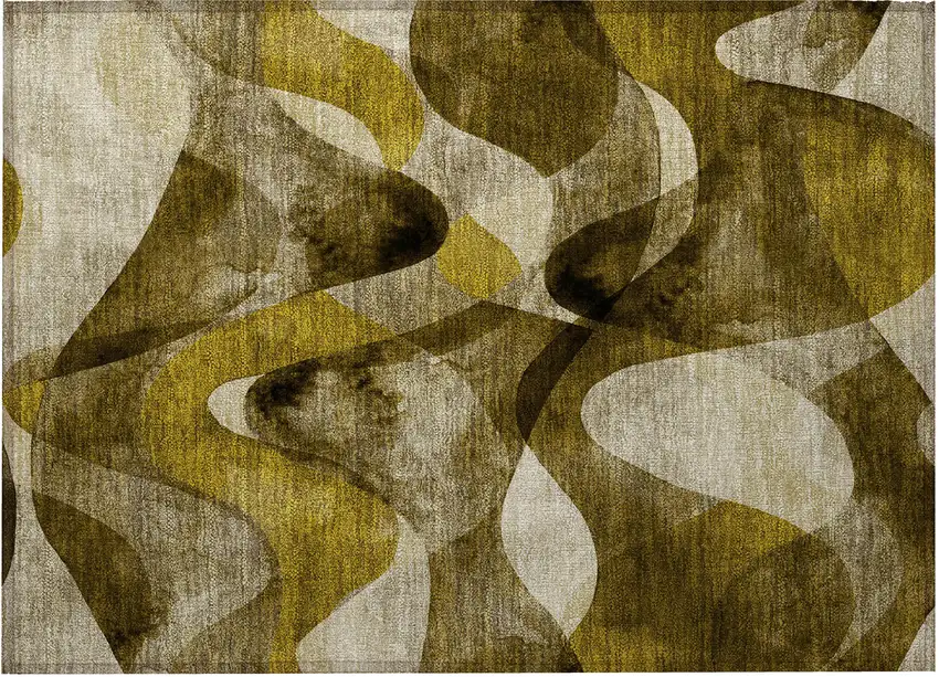 Coffee Abstract Washable Non Skid Indoor Outdoor Area Rug Photo 5