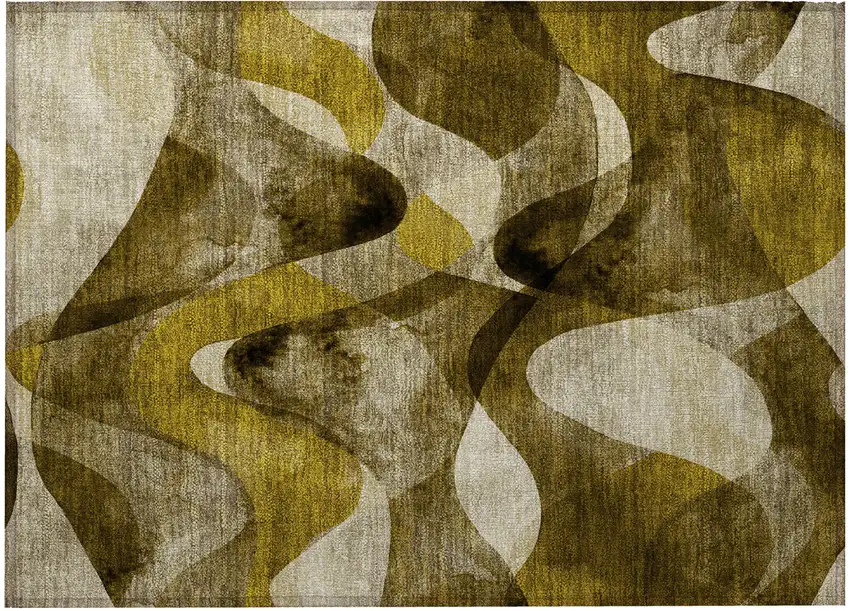 Coffee Abstract Washable Non Skid Indoor Outdoor Area Rug Photo 5