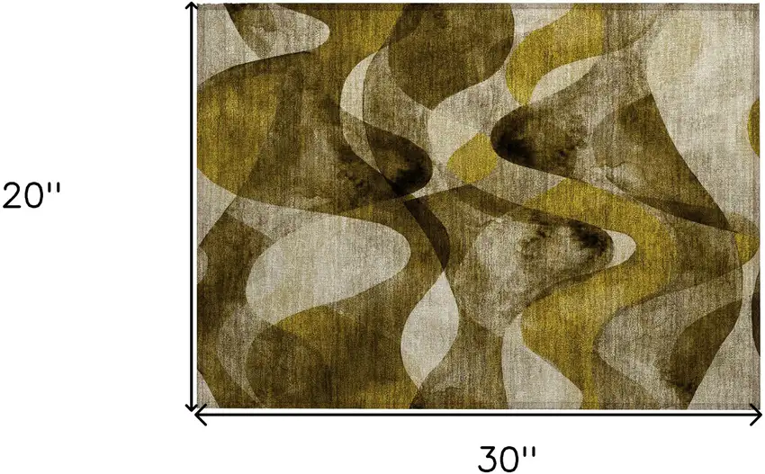 Coffee Abstract Washable Non Skid Indoor Outdoor Area Rug Photo 3