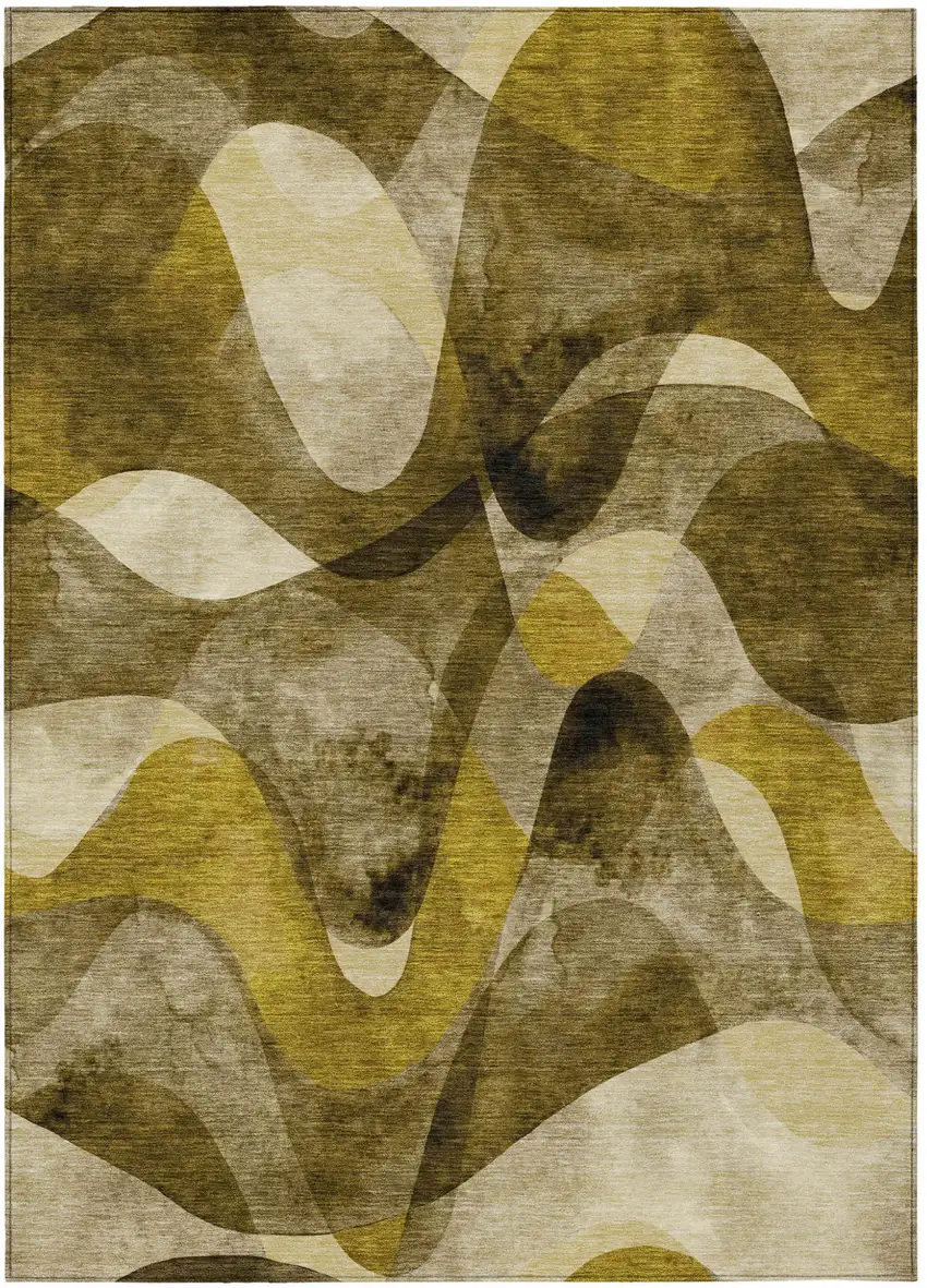 Coffee Abstract Washable Non Skid Indoor Outdoor Area Rug Photo 2