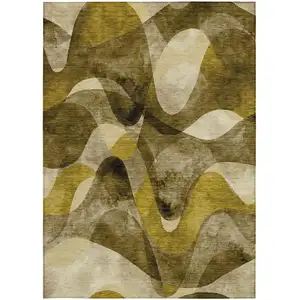 Photo of Coffee Abstract Washable Non Skid Indoor Outdoor Area Rug
