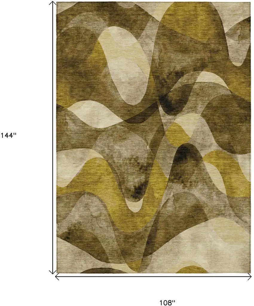 Coffee Abstract Washable Non Skid Indoor Outdoor Area Rug Photo 3