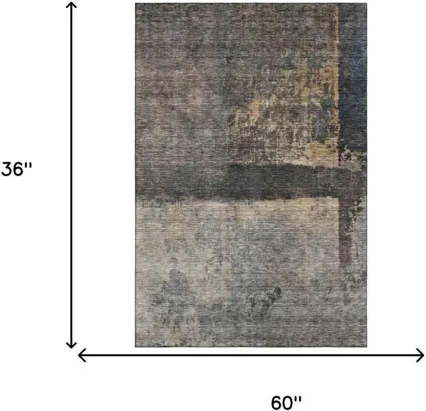 Coffee And Beige Abstract Washable Area Rug With UV Protection Photo 3