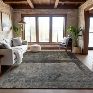 Photo of Coffee And Beige Abstract Washable Area Rug With UV Protection