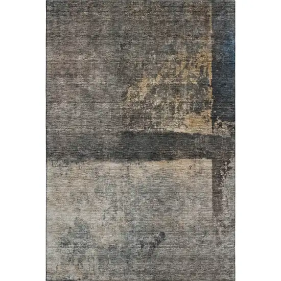 Coffee And Beige Abstract Washable Area Rug With UV Protection Photo 3