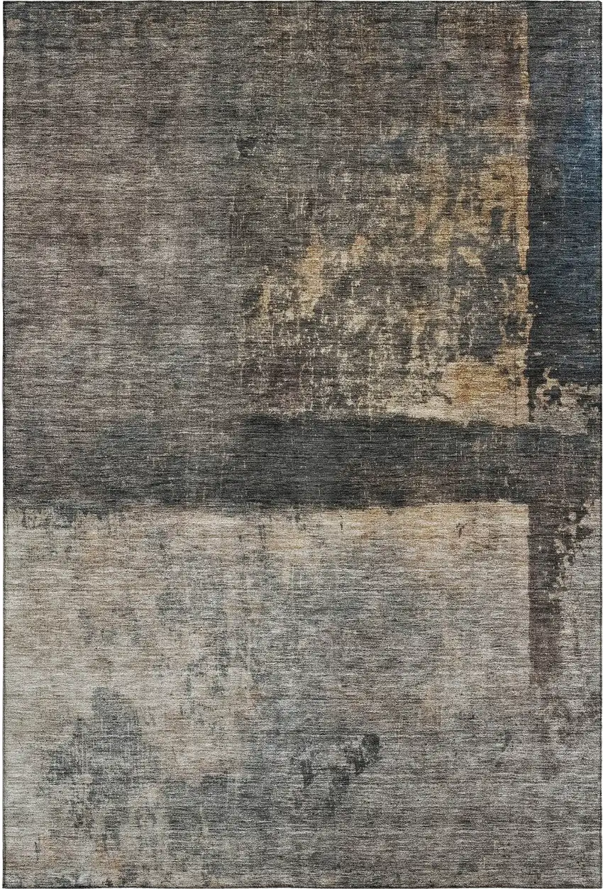 Coffee And Beige Abstract Washable Area Rug With UV Protection Photo 3