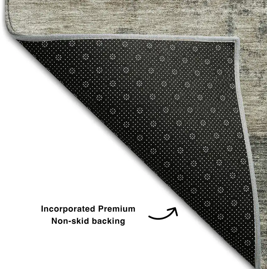 Coffee And Beige Abstract Washable Area Rug With UV Protection Photo 4