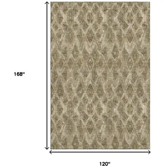 Coffee And Beige Diamond Washable Area Rug With UV Protection Photo 9