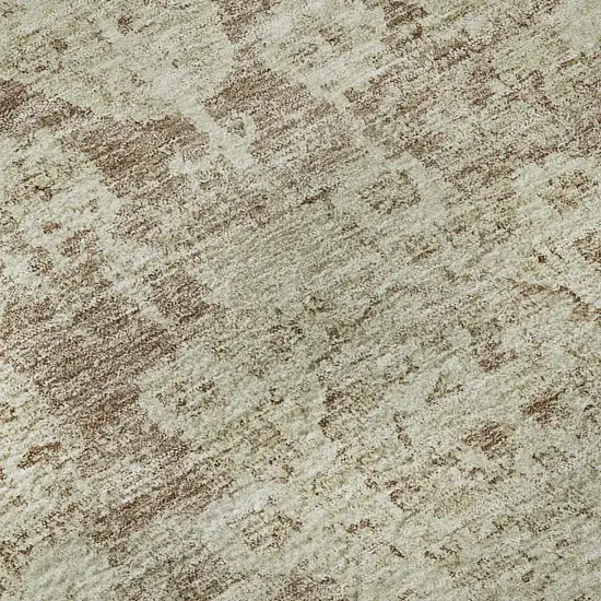 Coffee And Beige Floral Washable Area Rug With UV Protection Photo 9