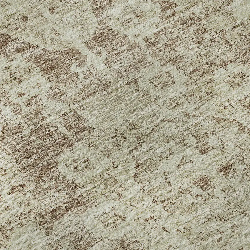 Coffee And Beige Floral Washable Area Rug With UV Protection Photo 9