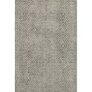 Photo of Coffee And Beige Geometric Washable Area Rug With UV Protection