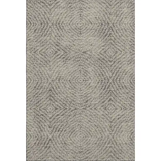 Coffee And Beige Geometric Washable Area Rug With UV Protection Photo 2