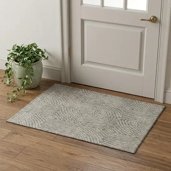 Coffee And Beige Geometric Washable Area Rug With UV Protection Photo 1