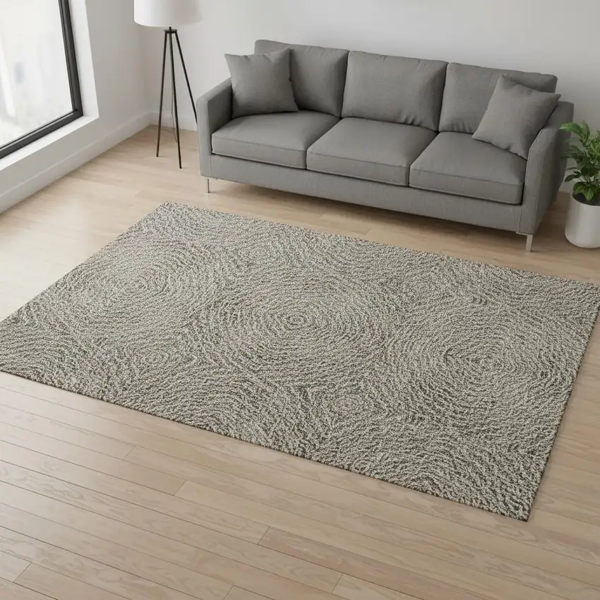 Coffee And Beige Geometric Washable Area Rug With UV Protection Photo 1