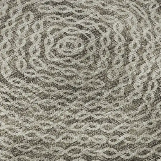 Coffee And Beige Geometric Washable Area Rug With UV Protection Photo 6