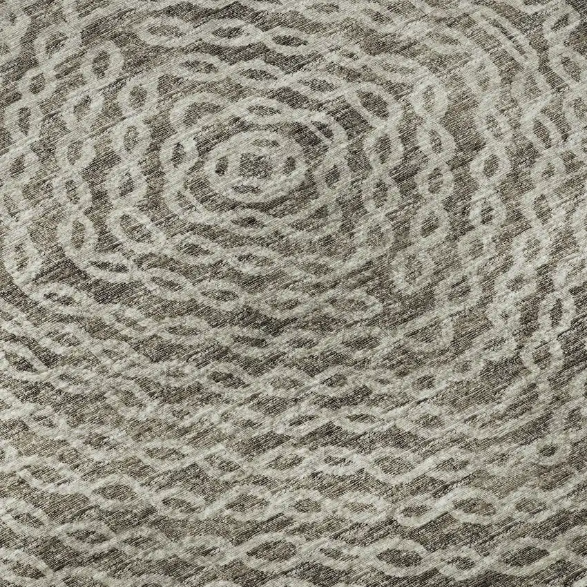 Coffee And Beige Geometric Washable Area Rug With UV Protection Photo 6