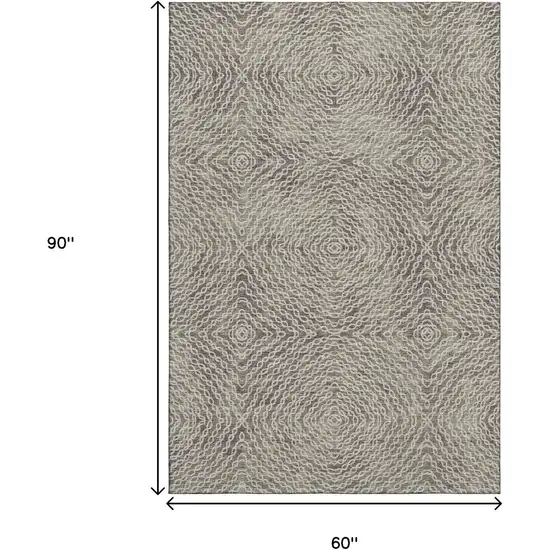Coffee And Beige Geometric Washable Area Rug With UV Protection Photo 7
