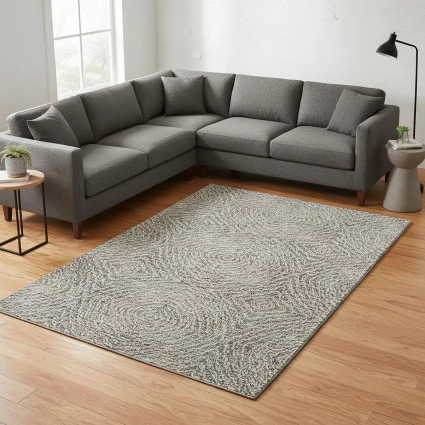 Coffee And Beige Geometric Washable Area Rug With UV Protection Photo 1