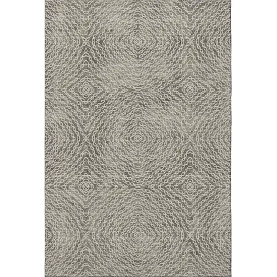 Coffee And Beige Geometric Washable Area Rug With UV Protection Photo 4