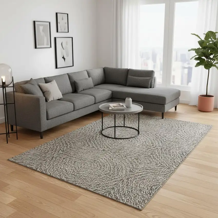 Coffee And Beige Geometric Washable Area Rug With UV Protection Photo 1