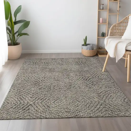 Coffee And Beige Geometric Washable Area Rug With UV Protection Photo 4