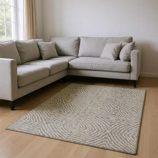 Coffee And Beige Geometric Washable Area Rug With UV Protection Photo 1
