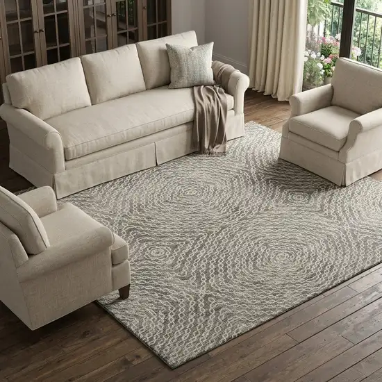 Coffee And Beige Geometric Washable Area Rug With UV Protection Photo 1