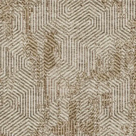 Coffee And Beige Geometric Washable Area Rug With UV Protection Photo 3