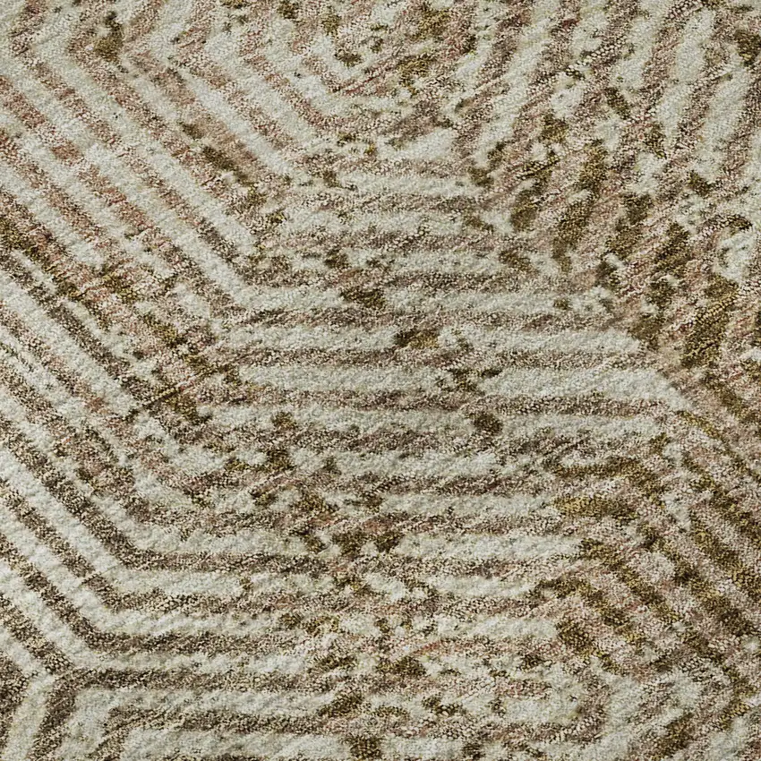 Coffee And Beige Geometric Washable Area Rug With UV Protection Photo 9