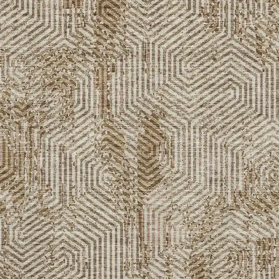 Coffee And Beige Geometric Washable Area Rug With UV Protection Photo 3