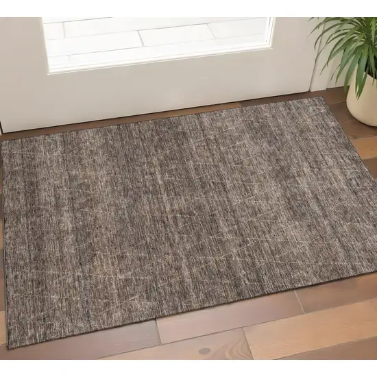 Coffee And Beige Geometric Washable Area Rug With UV Protection Photo 2
