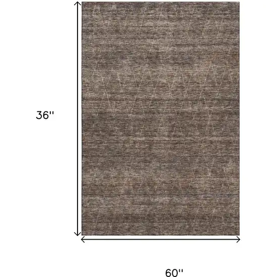 Coffee And Beige Geometric Washable Area Rug With UV Protection Photo 4