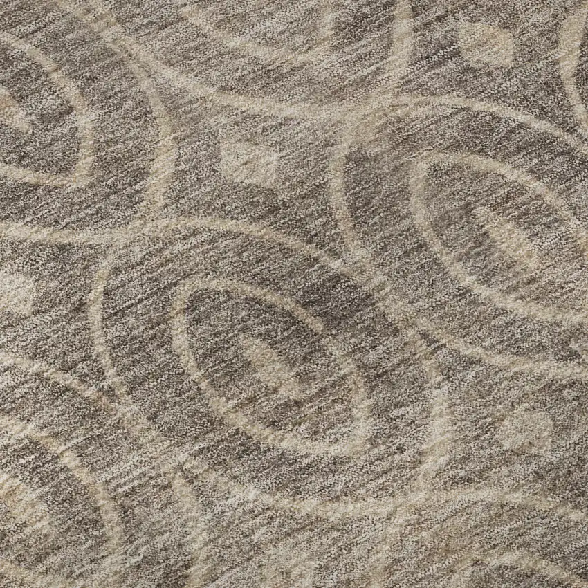 Coffee And Beige Geometric Washable Area Rug With UV Protection Photo 9