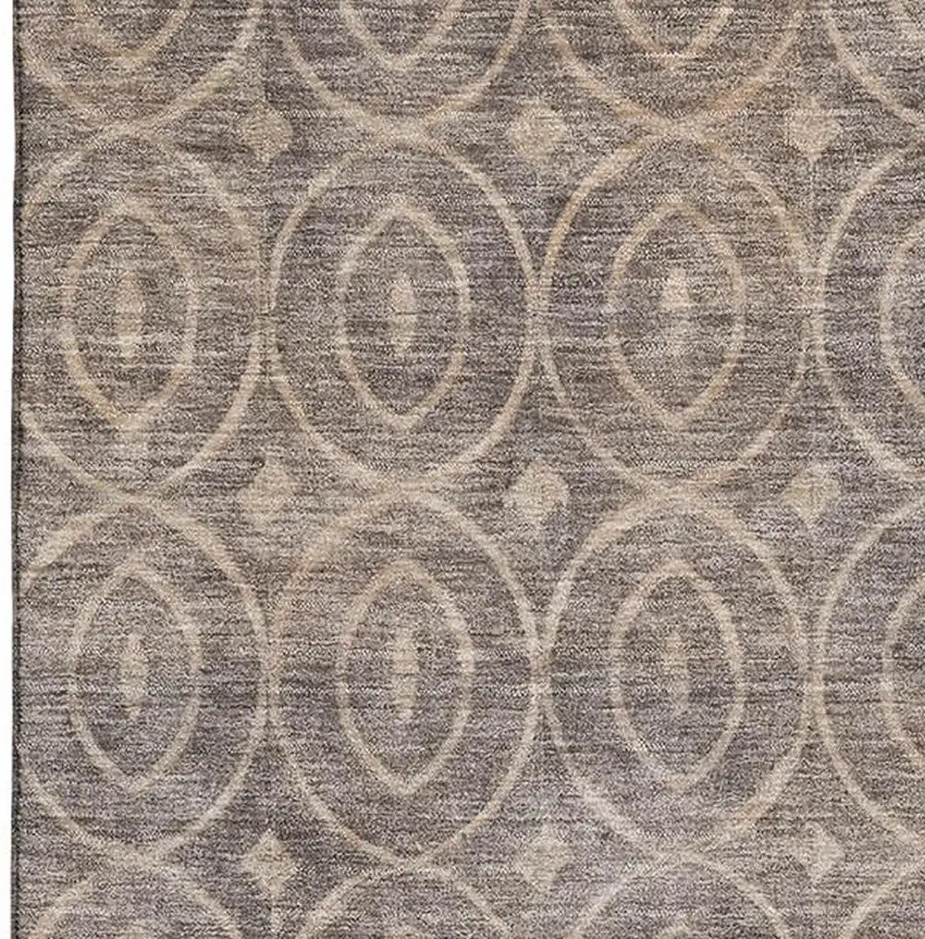 Coffee And Beige Geometric Washable Area Rug With UV Protection Photo 2