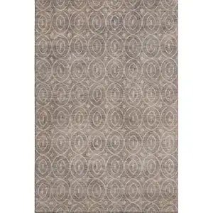 Photo of Coffee And Beige Geometric Washable Area Rug With UV Protection