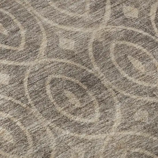 Coffee And Beige Geometric Washable Area Rug With UV Protection Photo 9