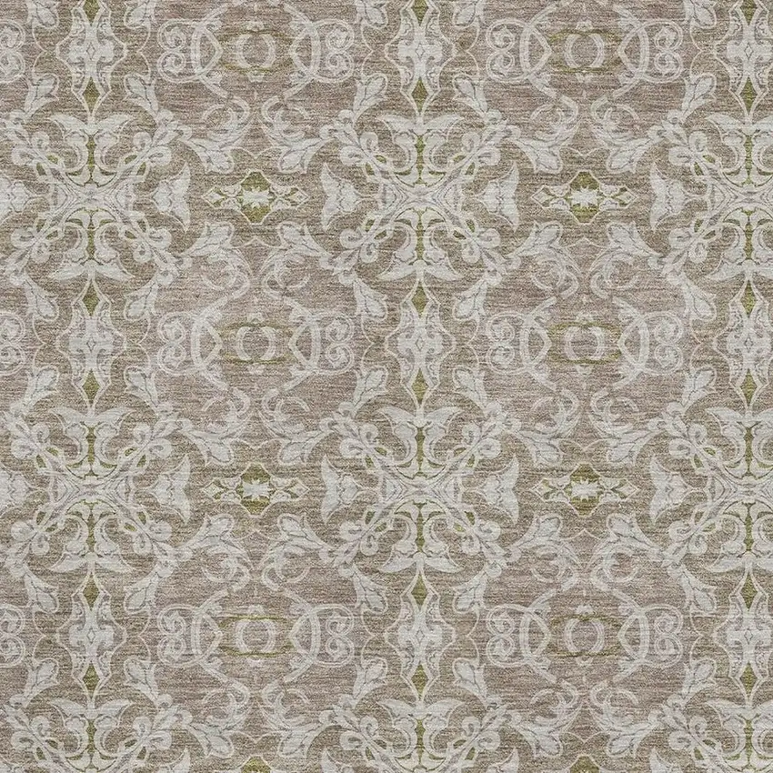 Coffee And Beige Medallion Washable Area Rug With UV Protection Photo 3