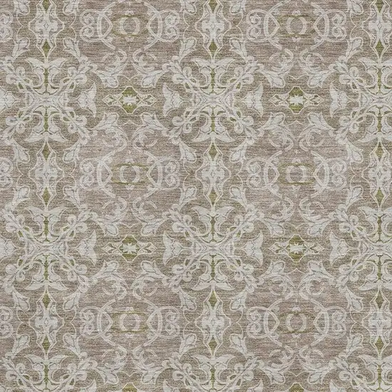 Coffee And Beige Medallion Washable Area Rug With UV Protection Photo 3