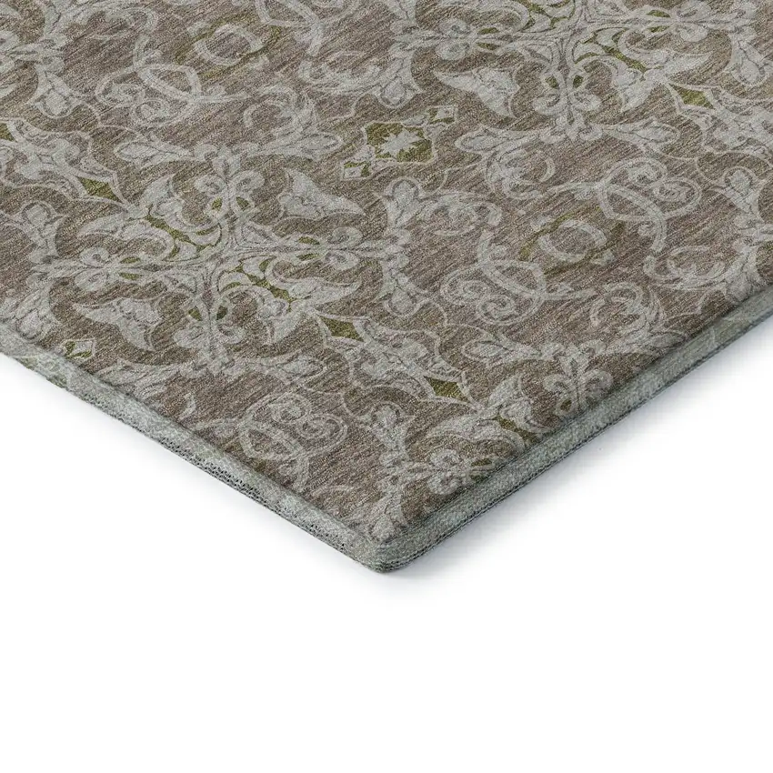 Coffee And Beige Medallion Washable Area Rug With UV Protection Photo 8