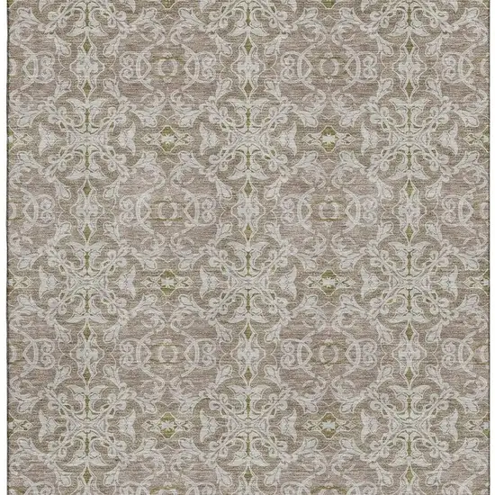 Coffee And Beige Medallion Washable Area Rug With UV Protection Photo 3