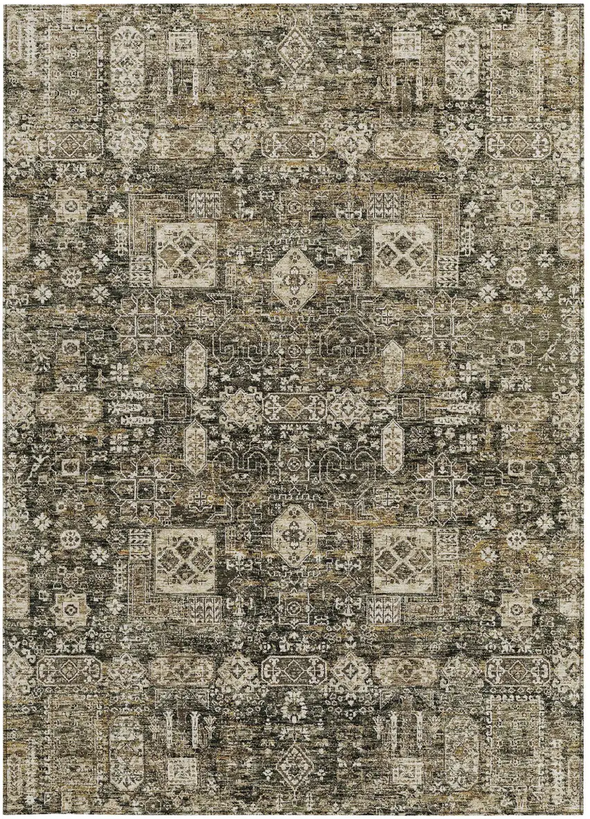 Coffee And Beige Oriental Washable Indoor Outdoor Area Rug Photo 7