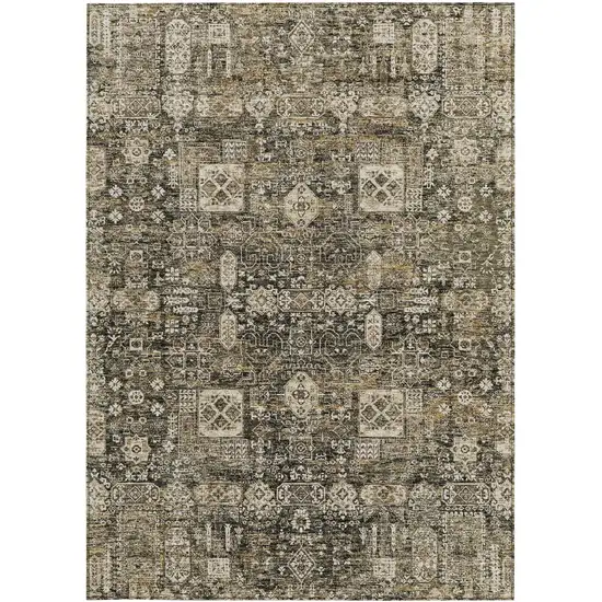 Coffee And Beige Oriental Washable Indoor Outdoor Area Rug Photo 7