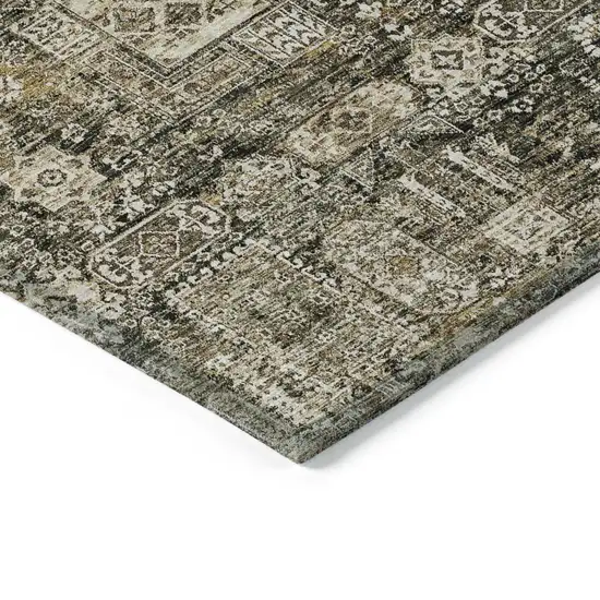Coffee And Beige Oriental Washable Indoor Outdoor Area Rug Photo 4