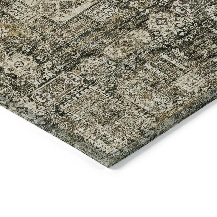 Coffee And Beige Oriental Washable Indoor Outdoor Area Rug Photo 4